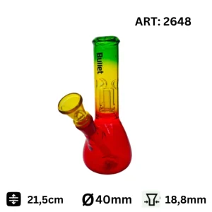 Bongo Szklane Bullet Rasta Red Yellow Green 21cm