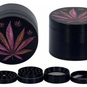 Młynek metalowy Hemp Leaf 50mm 4 częściowy