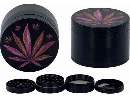 Młynek metalowy Hemp Leaf 50mm 4 częściowy