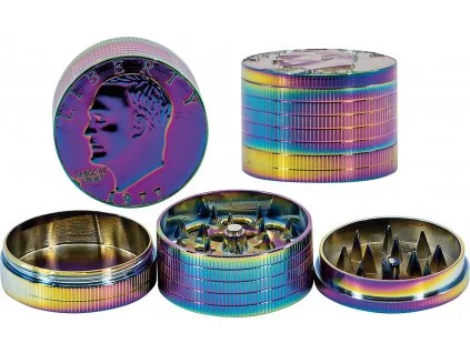 Młynek metalowy Rainbow Coin 40mm 3 częściowy