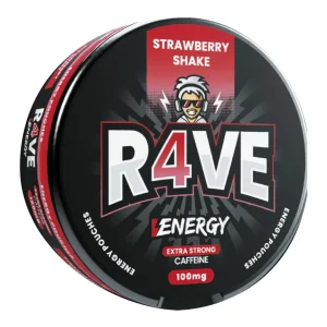 Snus R4VE ENERGY 100mg Caffeine Strawberry Shake